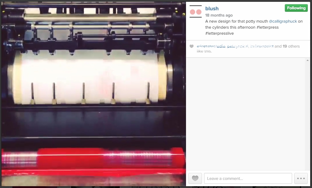 Image from @blush Instagram account - video of behind the scenes "how it's made"
