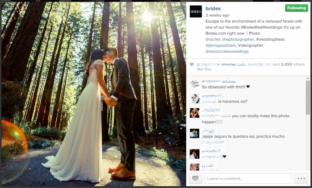 Image from @brides Instagram account - example of a real life wedding feature