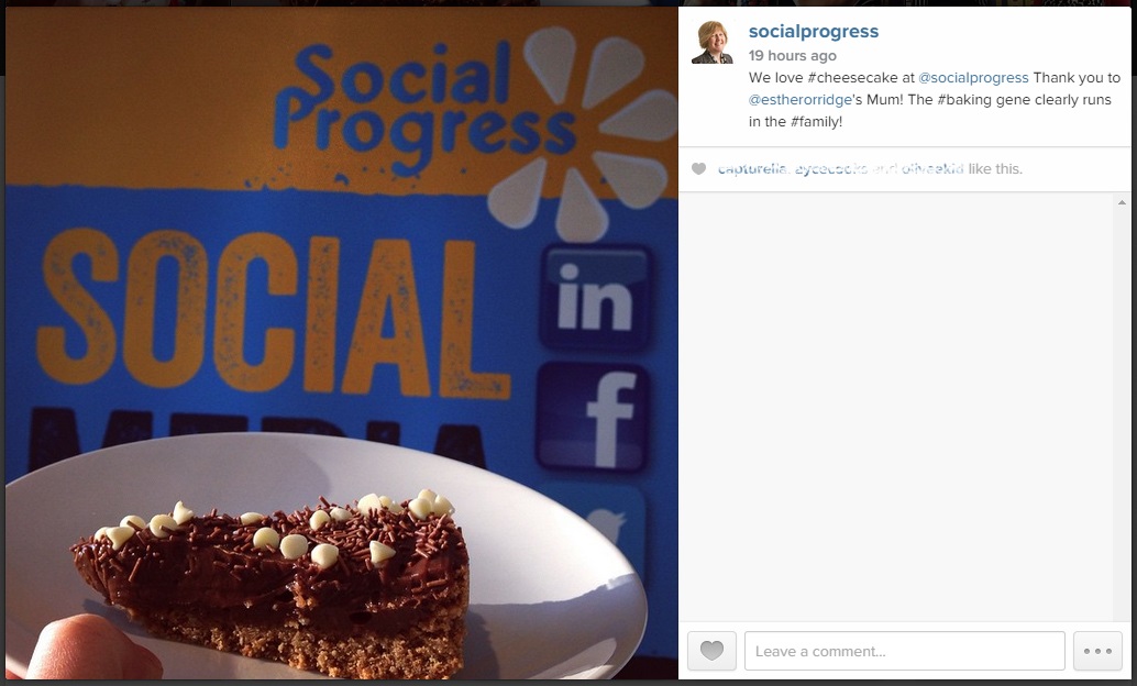 Social Progress Ltd - WHat's Happening Cake and Tea - Instagram Photo