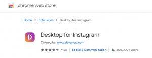 Desktop for Instagram - Google Chrome Extension Screenshot
