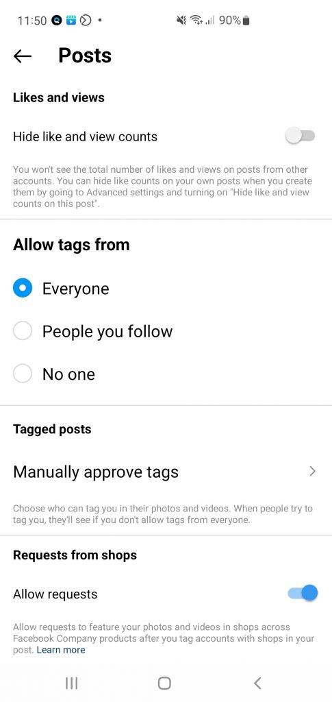 Allowing Everyone to tag you in Instagram Posts